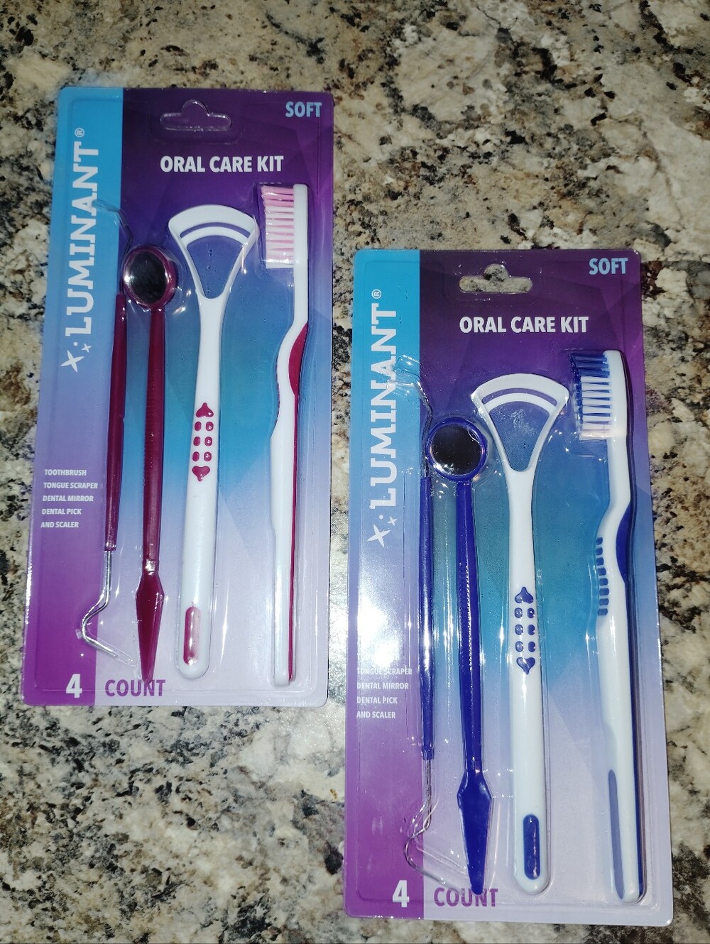 $8​ NEW Luminant 4-Piece Oral Care Kits - Set of 2 (Pink & Blue)​Lot of 2 Lumin